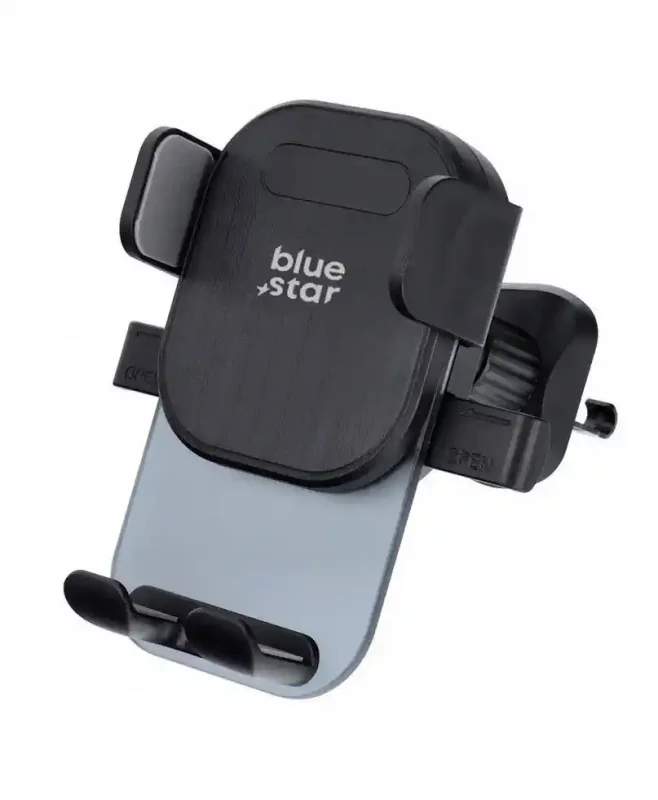 Uchwyt na telefon Blue Star Auto Lock X2 z widocznym mechanizmem mocowania do kratki nawiewu