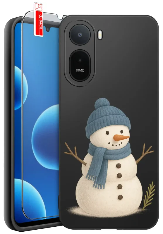Etui świąteczne do Xiaomi Redmi A7 Pro z nadrukiem bałwana oraz szkło hartowane w zestawie