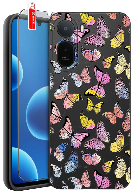 Etui na Dzień Babci do Xiaomi Redmi A7 Pro z motywem motylków oraz szkło hartowane w zestawie