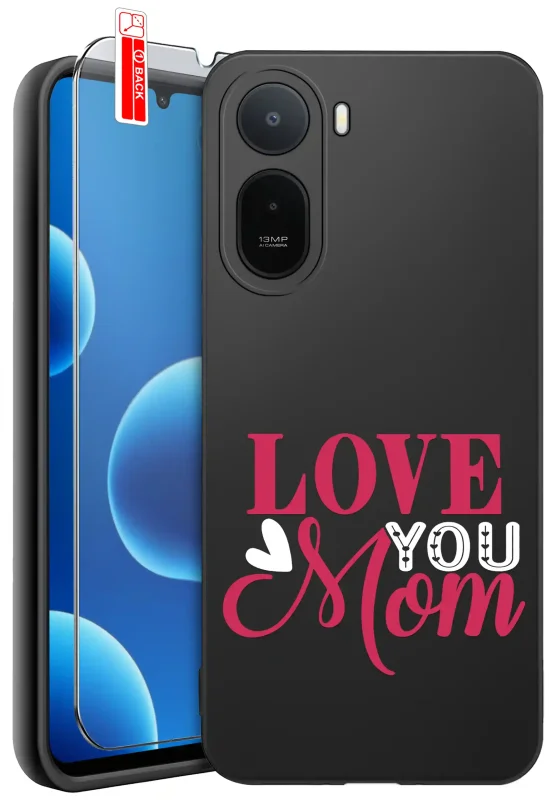 Etui dla Mamy do Xiaomi Redmi A7 Pro z napisem Love You Mom oraz szkło hartowane 9H w zestawie