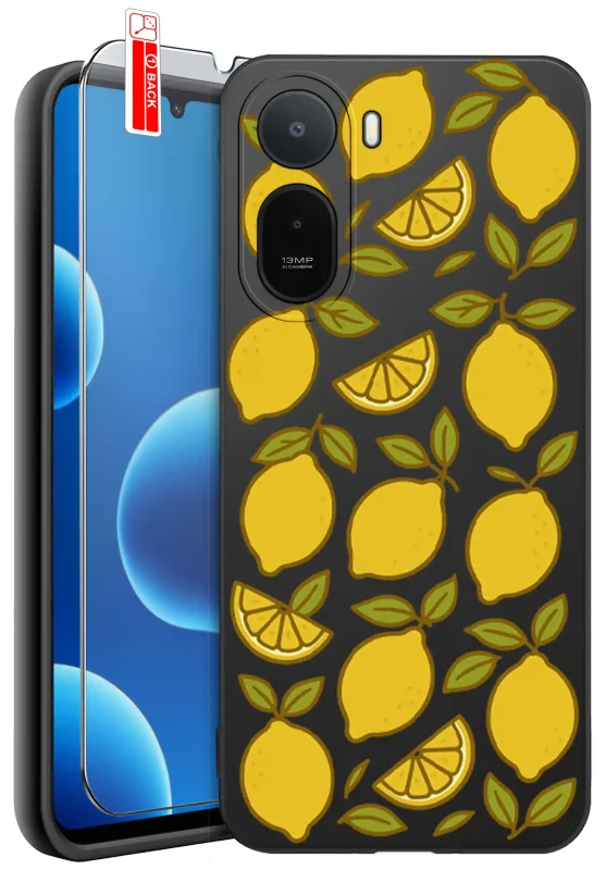 Etui z owocami do Xiaomi Redmi A7 Pro z nadrukiem cytryn oraz szkło hartowane w zestawie