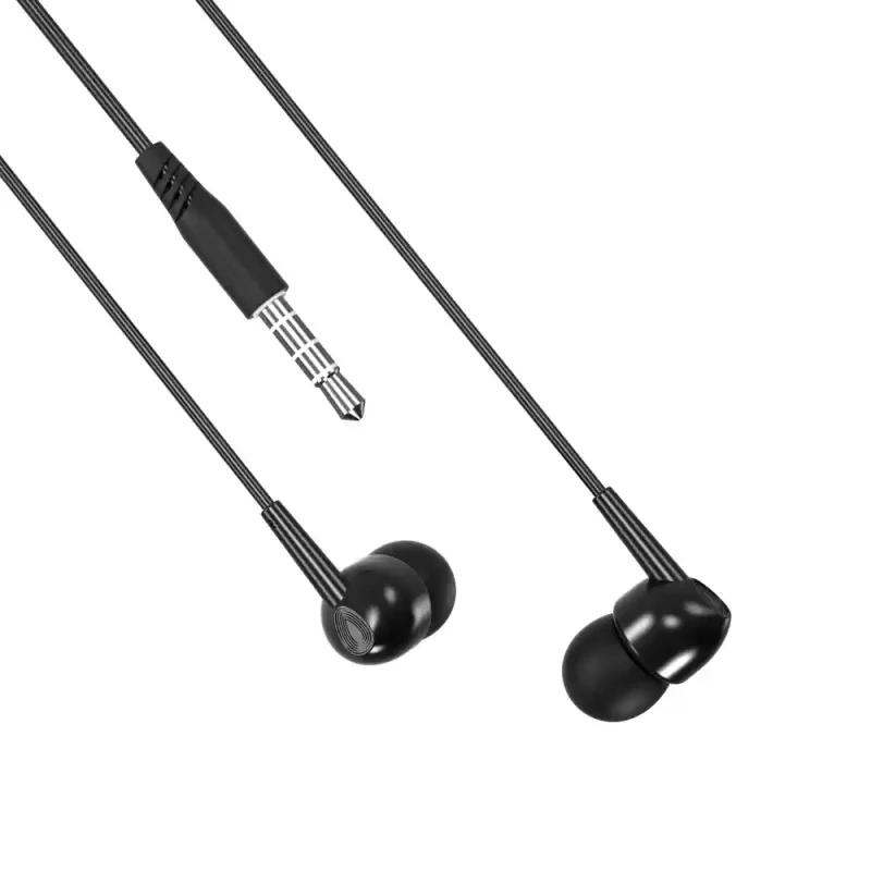 Czarne słuchawki dokanałowe XO EP37 z przewodem silikonowym 1,2 m oraz wtykiem mini-jack 3,5 mm do smartfonów i urządzeń audio