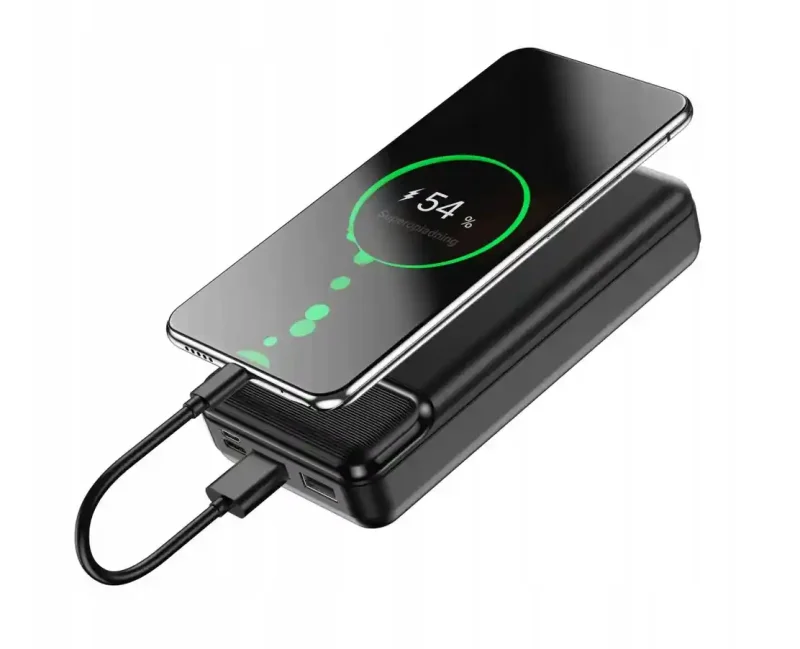 Powerbank Maxlife 20000 mAh ładujący smartfon za pomocą dwóch portów USB-A i złącza USB-C