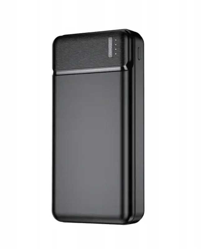 Czarny powerbank Maxlife 20000 mAh z diodami LED pokazującymi poziom naładowania baterii