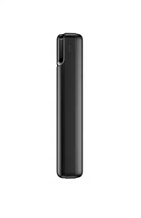 Boczny profil powerbanku Maxlife 20000 mAh z przyciskiem zasilania i smukłą konstrukcją
