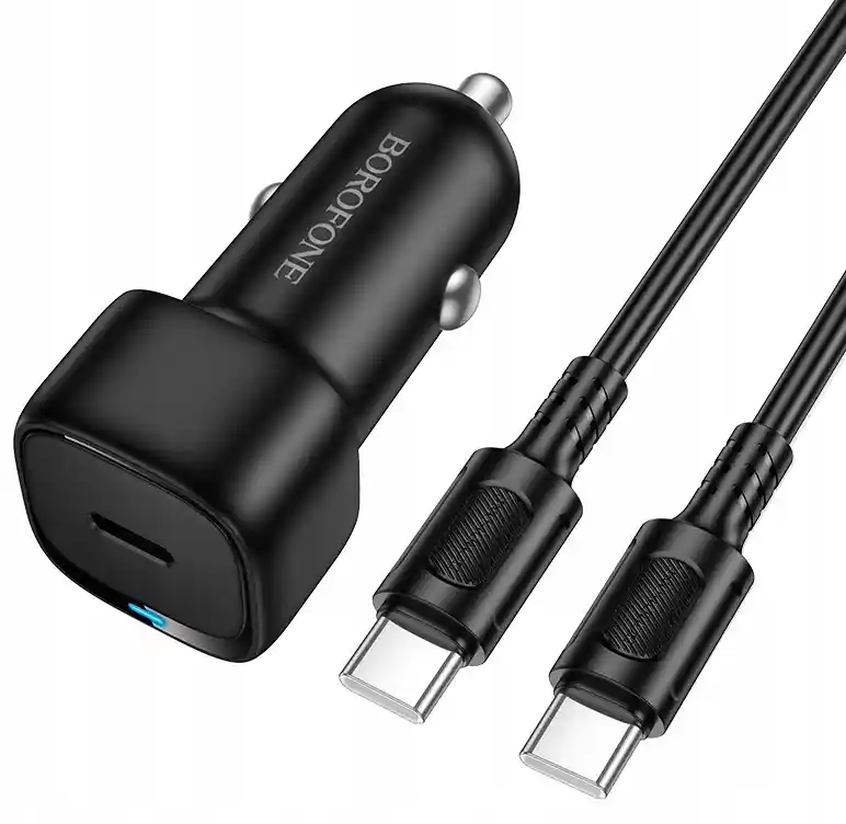 Ładowarka samochodowa USB-C 20W Borofone z przewodem USB-C na USB-C do smartfonów i tabletów