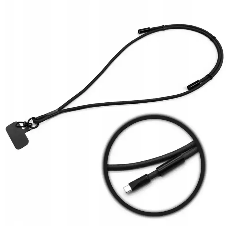 Regulowana smycz na szyję do telefonu z funkcją ładowania USB-C 60W