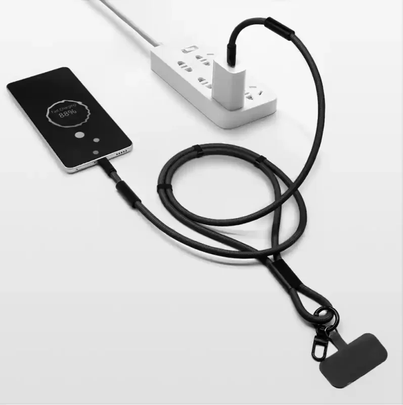 Ładowanie smartfona za pomocą smyczy USB-C 60W 2w1 z wkładką montażową