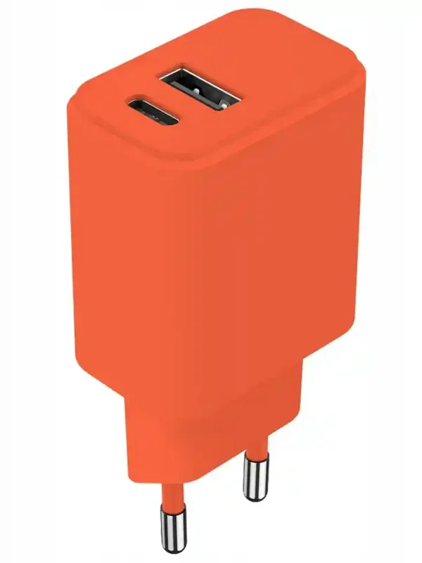 Pomarańczowa ładowarka sieciowa USB-A USB-C 20W