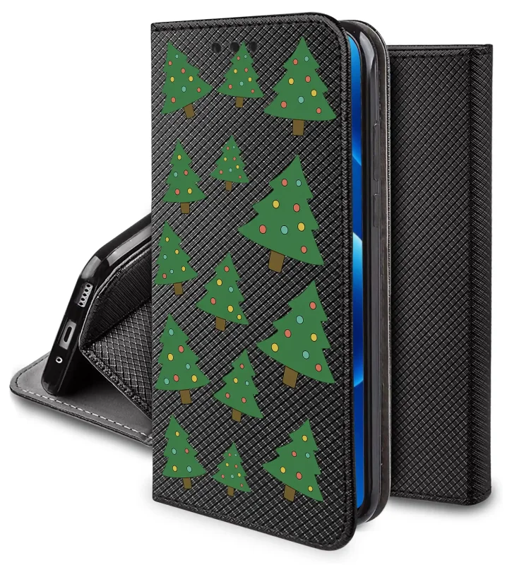 Etui z klapką ze świątecznym wzorem choinek do Motorola Edge 50 Pro
