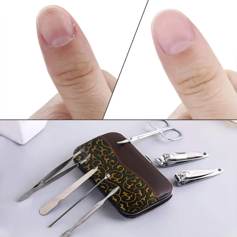 Efekt pielęgnacji paznokci przy użyciu zestawu manicure – porównanie paznokcia przed i po zabiegu