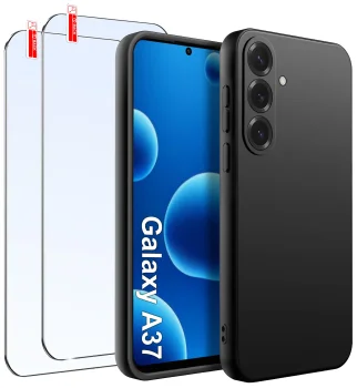 Etui do Samsung Galaxy A37 5G czarne matowe z zestawem 2 szkieł