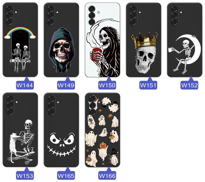 Kolekcja wzorów etui Halloween do Samsung Galaxy A37 5G z nadrukami duchów, dyń, czaszek, szkieletów i mrocznych postaci