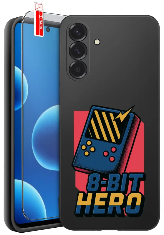 Etui dla Dziadka do Samsung Galaxy A37 5G z nadrukiem retro gaming 8-Bit Hero oraz szkło hartowane w zestawie
