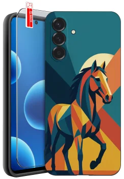 Etui do Samsung Galaxy A37 5G różne wzory z koniem ze szkłem