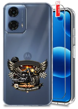 Etui do Motorola Moto G24 / G24 Power / G04 / E14 przezroczyste różne wzory dla Taty ze szkłem