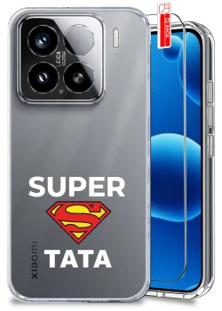 Etui do Xiaomi 15 przezroczyste różne wzory dla Taty ze szkłem