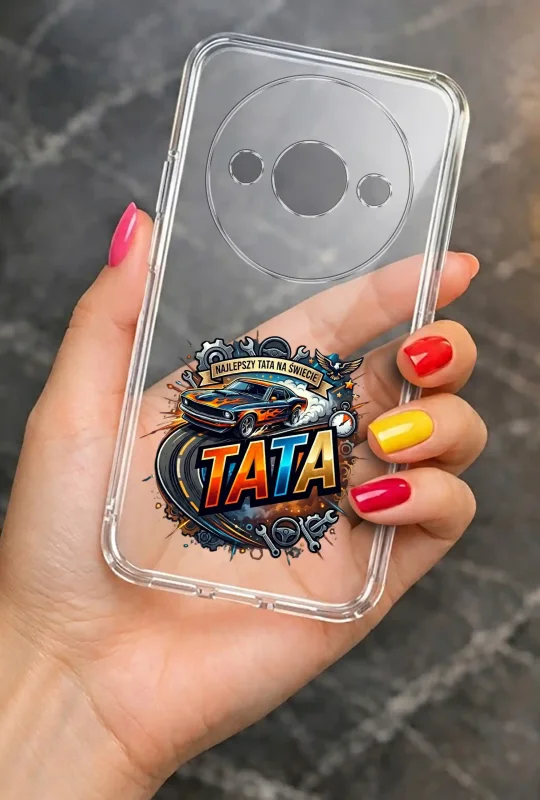 Transparentne etui 2 mm do Xiaomi Redmi A3 4G dla Taty z kolorową grafiką samochodu: elegancki wygląd smartfona w dłoni