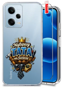 Etui do Xiaomi Redmi Note 12 5G przezroczyste różne wzory dla Taty ze szkłem
