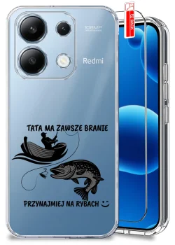 Etui do Xiaomi Redmi Note 13 4G przezroczyste różne wzory dla Taty ze szkłem