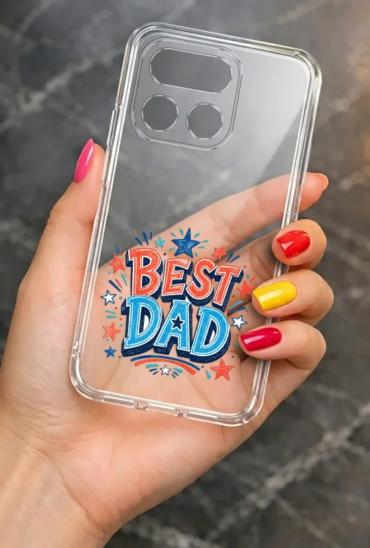 Transparentne etui 2 mm do Realme 16 Pro+ Plus 5G dla Taty z kolorowym wzorem BEST DAD: elegancki wygląd smartfona w dłoni