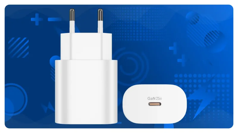 Biała ładowarka sieciowa USB-C 25W z pojedynczym portem USB-C