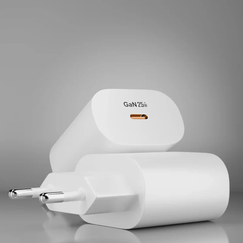 Biała szybka ładowarka sieciowa USB-C 25W z portem USB-C