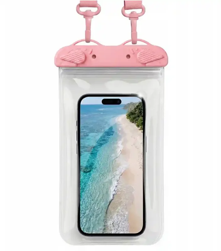 Etui wodoodporne na telefon na plażę i basen w kolorze różowym