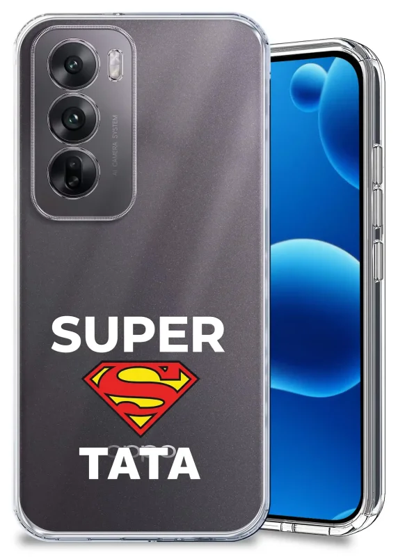 Przezroczyste etui dla Taty do Oppo Reno 12 5G z napisem SUPER TATA