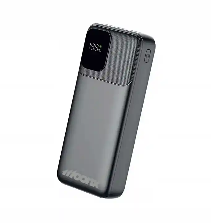 Powerbank MoonX 20000mAh 22,5W ustawiony pod kątem z wyświetlaczem LED