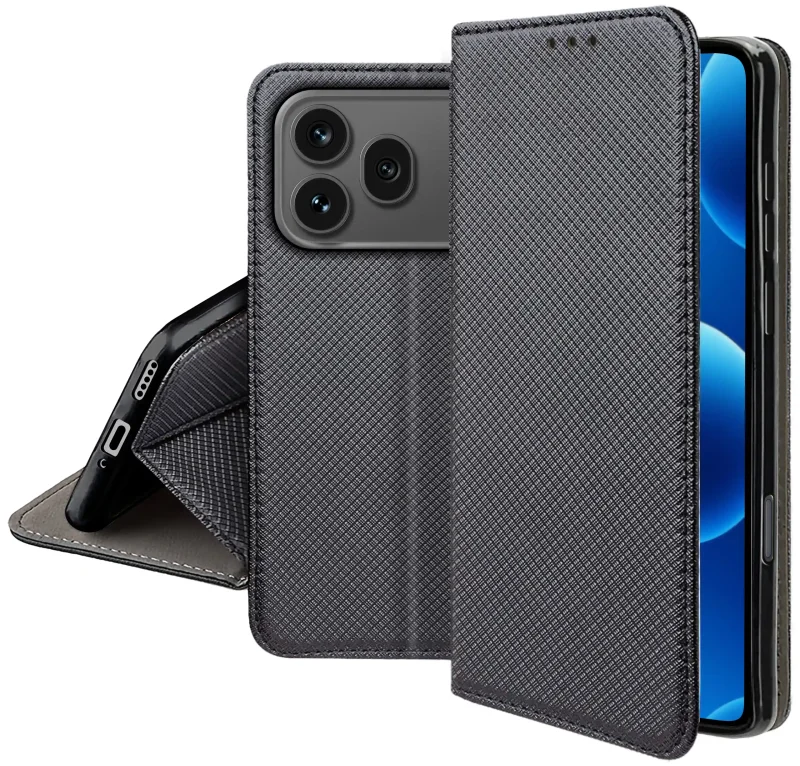 Zamykane etui z klapką do Honor 600 / 600 Pro z matową strukturą, wycięciami na porty oraz ochroną aparatów i boków smartfona