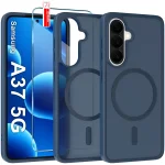 Etui do Samsung Galaxy A37 5G Magsafe matowe granatowe ze szkłem