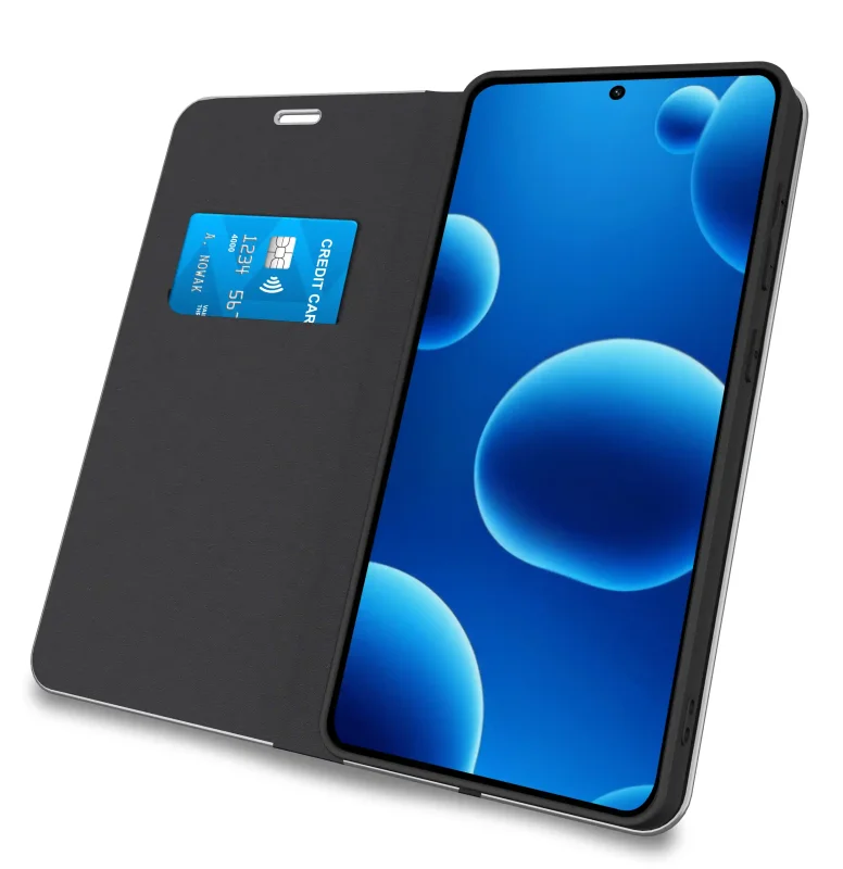 Czarne etui z klapką do Samsung Galaxy A37 5G z kieszonką na kartę płatniczą