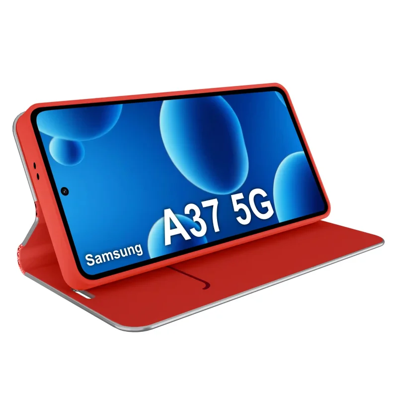 Etui zamykane Carbon Samsung Galaxy A37 5G czerwone z funkcją stojaka do oglądania filmów i wideorozmów
