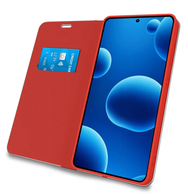 Czerwone etui z klapką do Samsung Galaxy A37 5G z kieszonką na kartę płatniczą