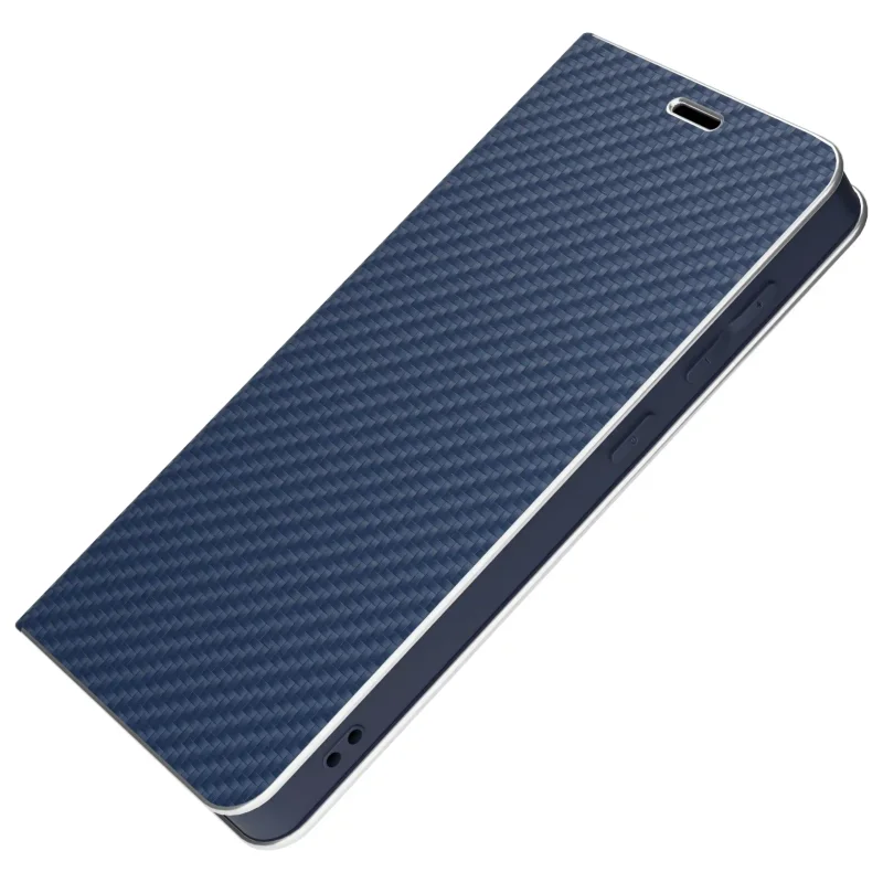 Klasyczne granatowe etui Carbon Samsung Galaxy A37 5G z ukrytym magnesem i zamykaną klapką
