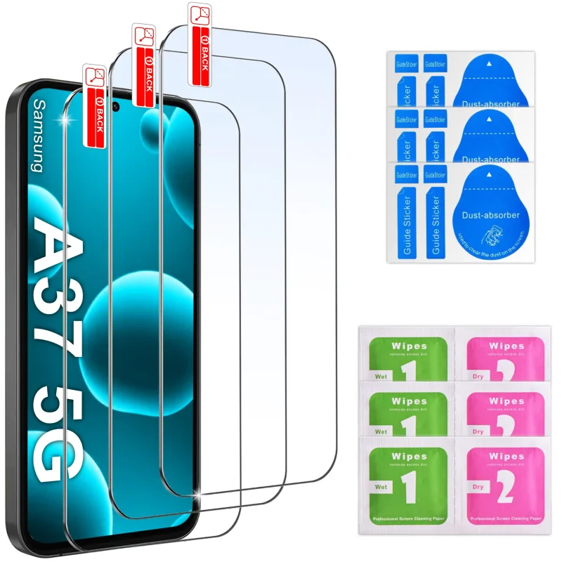 3 szkła ochronne do Samsung Galaxy A37 5G z zestawem montażowym