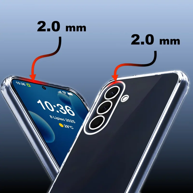 Etui do Samsung Galaxy A37 5G z podwyższonym rantem 2 mm chroniącym ekran i obiektywy