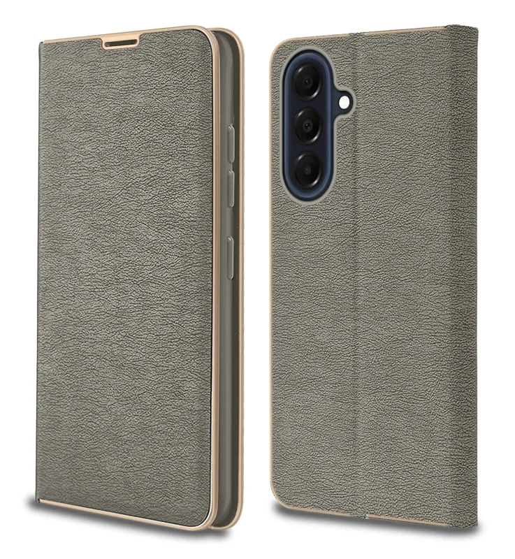 Zamykane etui książkowe Samsung Galaxy A37 5G szare z antypoślizgową fakturą i ochroną aparatu