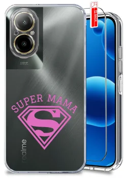 Etui do Realme C67 4G przezroczyste różne wzory dla Mamy ze szkłem