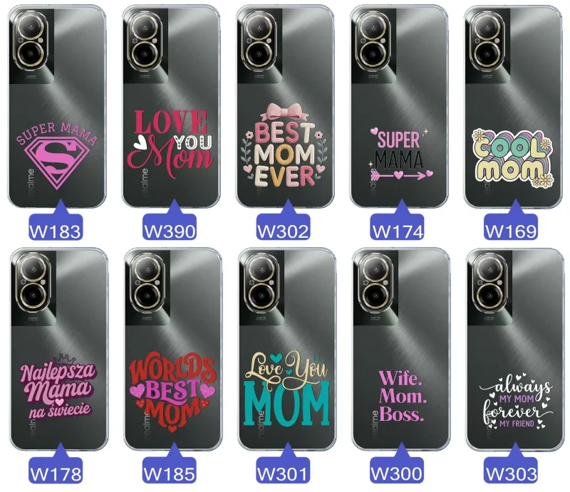 Kolekcja wzorów etui dla Mamy do Realme C67 4G: napisy Super Mama, Najlepsza Mama na świecie, best mom ever, cool mom, I love you mom