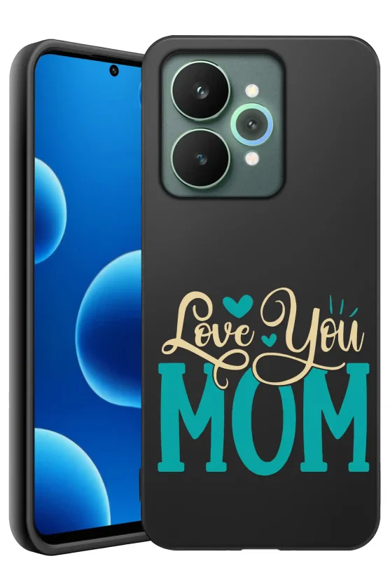 Etui dla Mamy do Realme 15 5G / 15 Pro 5G z nadrukiem Love You Mom: czarne matowe wykończenie