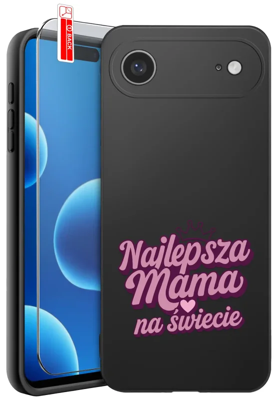 Etui dla Mamy do iPhone Air z napisem Najlepsza Mama Na Świecie oraz szkło hartowane 9H w zestawie