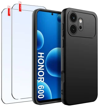Etui do Honor 600 czarne matowe z zestawem 2 szkieł