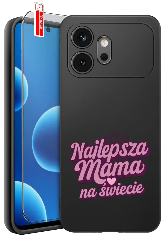 Etui dla Mamy do Honor 600 z napisem Najlepsza Mama Na Świecie oraz szkło hartowane 9H w zestawie