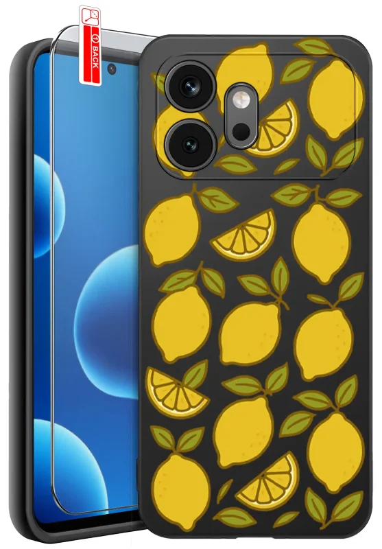 Etui Honor 600 z nadrukiem cytryn oraz szkło hartowane 9H w zestawie