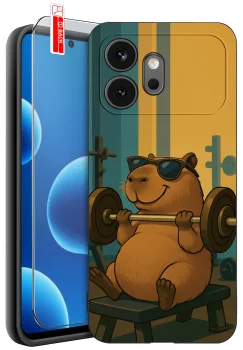 Etui do Honor 600 różne wzory z kapibarą ze szkłem