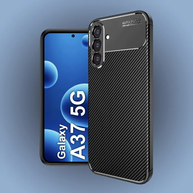 Czarne etui carbon TPU do Samsung Galaxy A37 5G