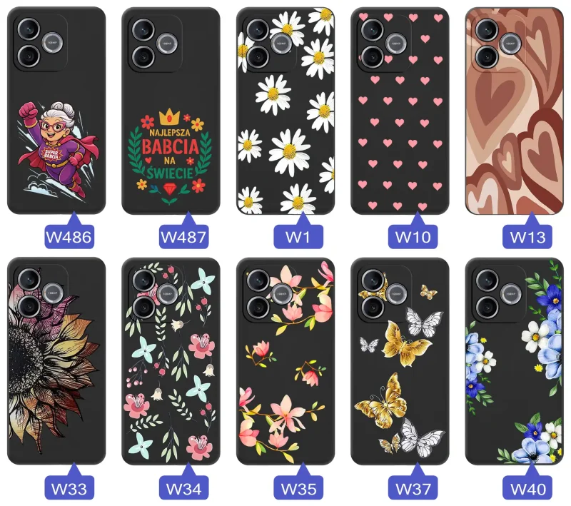 Różne etui dla babci do Honor 600 Lite:  kwiaty, serca, napis Najlepsza Babcia na świecie, Babcia superbohaterka