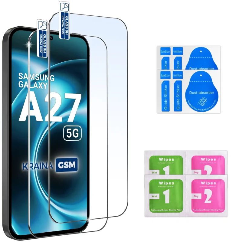 2 szkła hartowane 9H do Samsung Galaxy A27 5G i zestawy do montażu